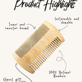 Bamboo Beard Comb | Double-Sided