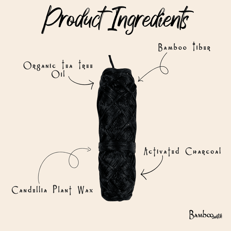 Bamboo Charcoal Floss in Glass Container